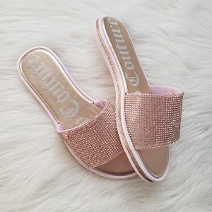 Juicy Couture Yippy Beaded Rose Gold Slide Sandals